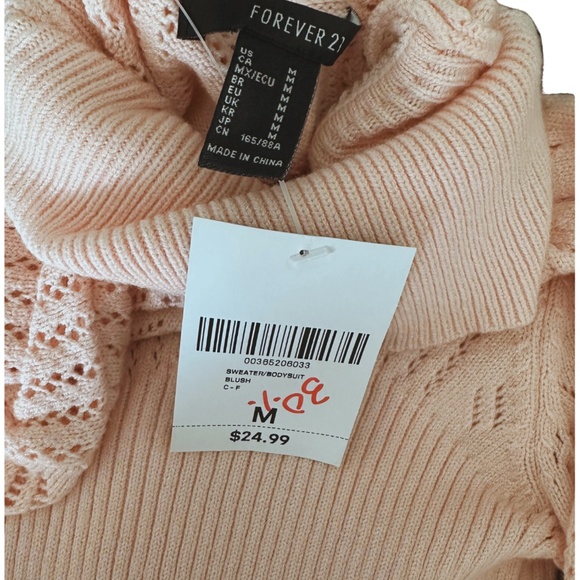 Forever 21 - Blush Turtleneck Knit Bodysuit Sweater - NWT - Size M - Picture 9 of 9